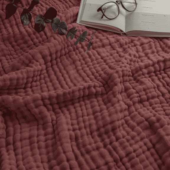 Comfy Cubs Muslin Blanket, Extra Large 108” x 90”, 6 Layer Cooling Cotton Softness (Wine, King)