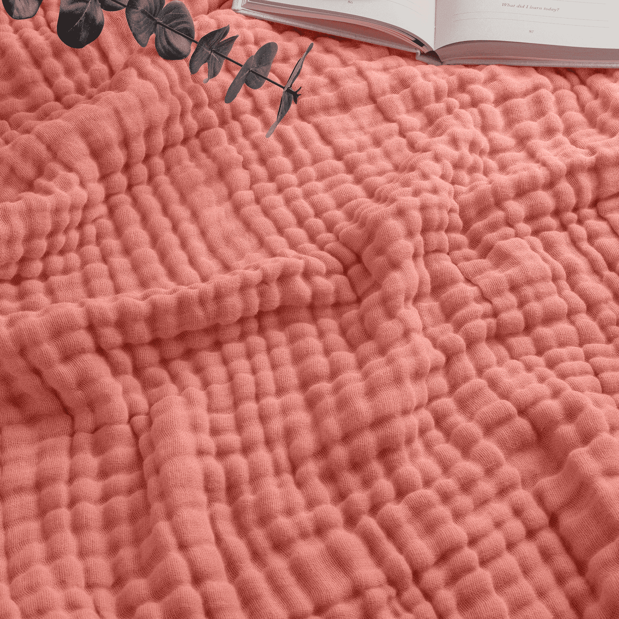 Comfy Cubs Muslin Blanket, Large 108” x 90”, 6 Layer Cooling Cotton Softness (Dusty Rose, King)