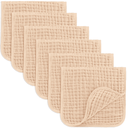 Comfy Cubs Muslin Burp Cloths - Large 100% Cotton, 6 Layers (Cream, 6-Pack, 20"X10")