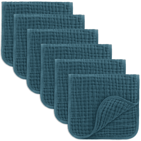 Comfy Cubs Muslin Burp Cloths - Large 100% Cotton Washcloths, 6 Layers (Neptune, 6-Pack, 20"X10")