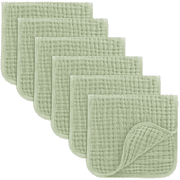 Comfy Cubs Muslin Burp Cloths - Large 100% Cotton Washcloths, 6 Layers Sage, 6-Pack, 20"X10"
