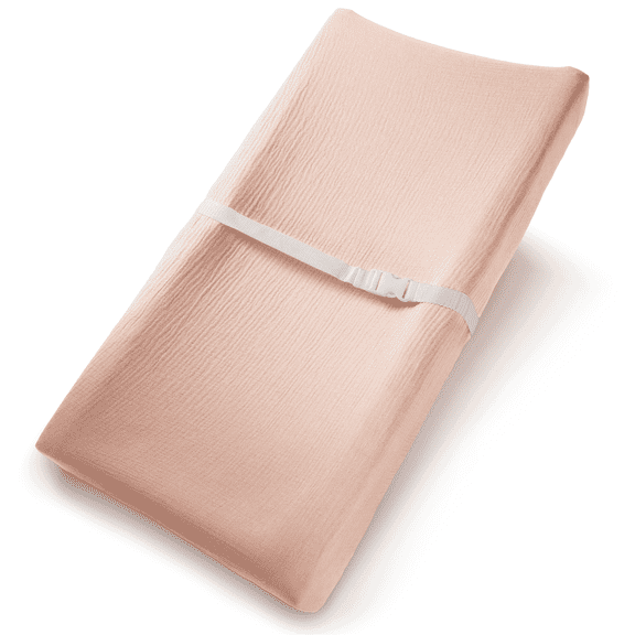 Comfy Cubs Muslin Changing Pad Cover, Soft Diaper Changing Station Covers for Baby (Blush)