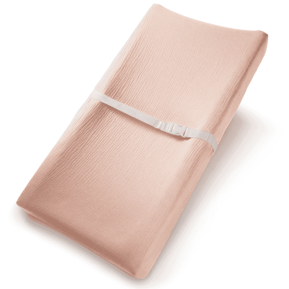 Comfy Cubs Muslin Changing Pad Cover, Soft Diaper Changing Station Covers for Baby (Blush)