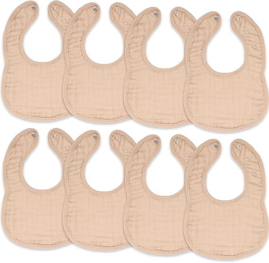 Comfy Cubs Muslin Cotton Baby Bibs, 8 Pack, Adjustable with Easy Snaps, Soft & Absorbent, Blush