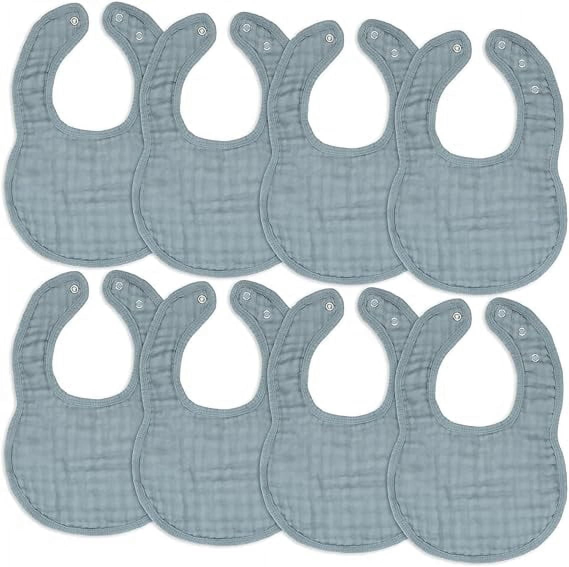 Comfy Cubs Muslin Cotton Baby Bibs, 8 Pack, Adjustable with Snaps, Soft & Absorbent, Pacific Blue