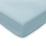 Comfy Cubs Muslin Crib Sheet, 100% Muslin Cotton Crib Sheets for Standard Crib Mattresses Sky Blue