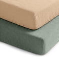 thumbnail image 1 of Comfy Cubs Muslin Crib Sheet, 100% Muslin Cotton Sheets for Standard Crib - 2 Pack, Fern and Cream, 1 of 7