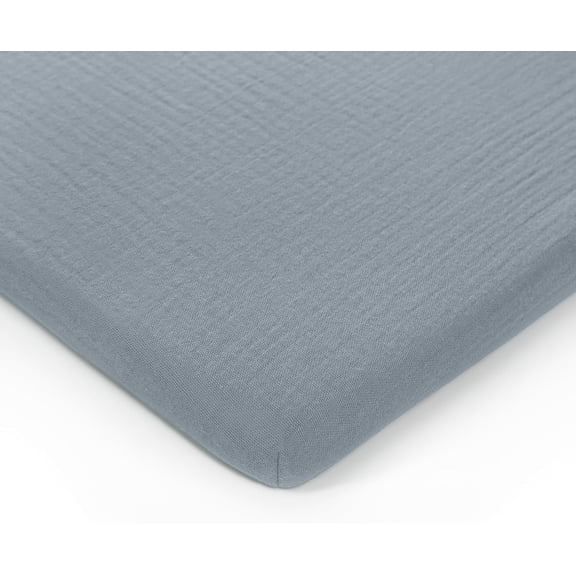 Comfy Cubs Muslin Fitted Bassinet Crib Sheet, Extra Soft 100% Muslin Cotton Bassinet Sheets (Pacific Blue)