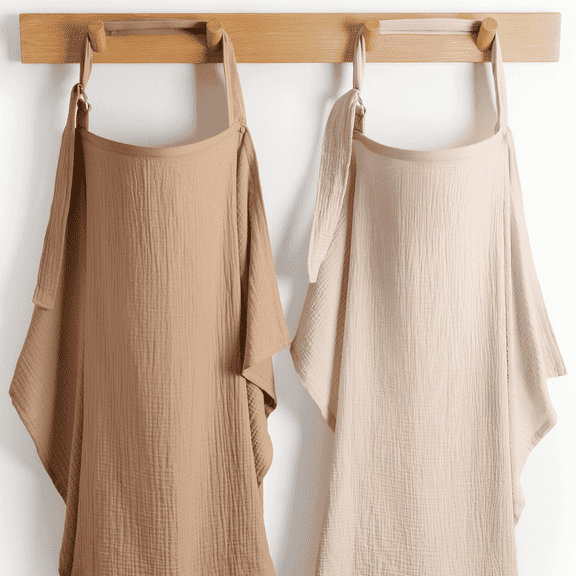 Comfy Cubs Muslin Nursing Cover with Adjustable Neck Strap - Pack of 2, Sand and Cedar