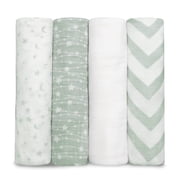 Comfy Cubs Muslin Swaddle Blankets - Neutral Receiving Blanket, Wrap for Boys & Girls Green