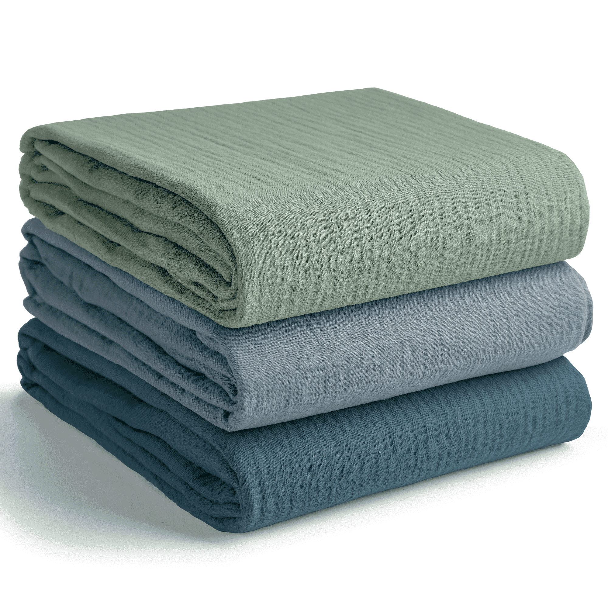 Comfy Cubs Muslin Swaddle Blankets Pack of 3 - 42 x 42 Inch Large Wraps for Newborns - Boy Set 2