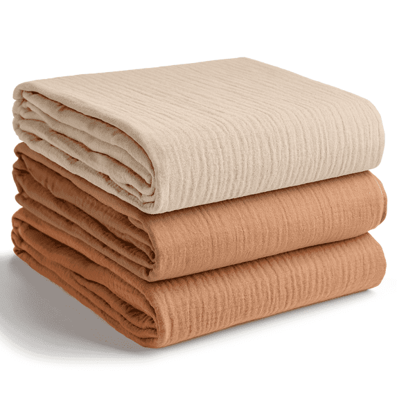 Comfy Cubs Muslin Swaddle Blankets Pack of 3 - 42 x 42 Inch Large Wraps for Newborns - Neutral Set