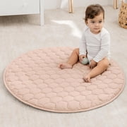 Comfy Cubs Premium Play Mat, Round Small 36" - Kids & Toddler Play Mat, Non-Slip Bottom - Blush