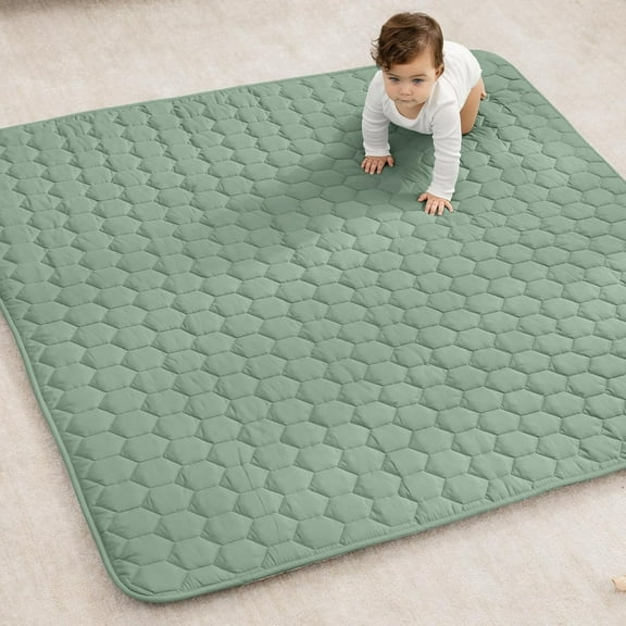 Comfy Cubs Premium Play Mat, Square 56"x56" - Kids & Toddler Mat, Non-Slip Bottom - Fern