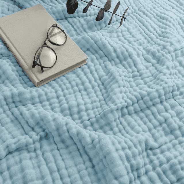 Comfy Cubs Queen Muslin Blanket, Extra Large Size 90” x 90”, 6 Layer Cooling Cotton Softness