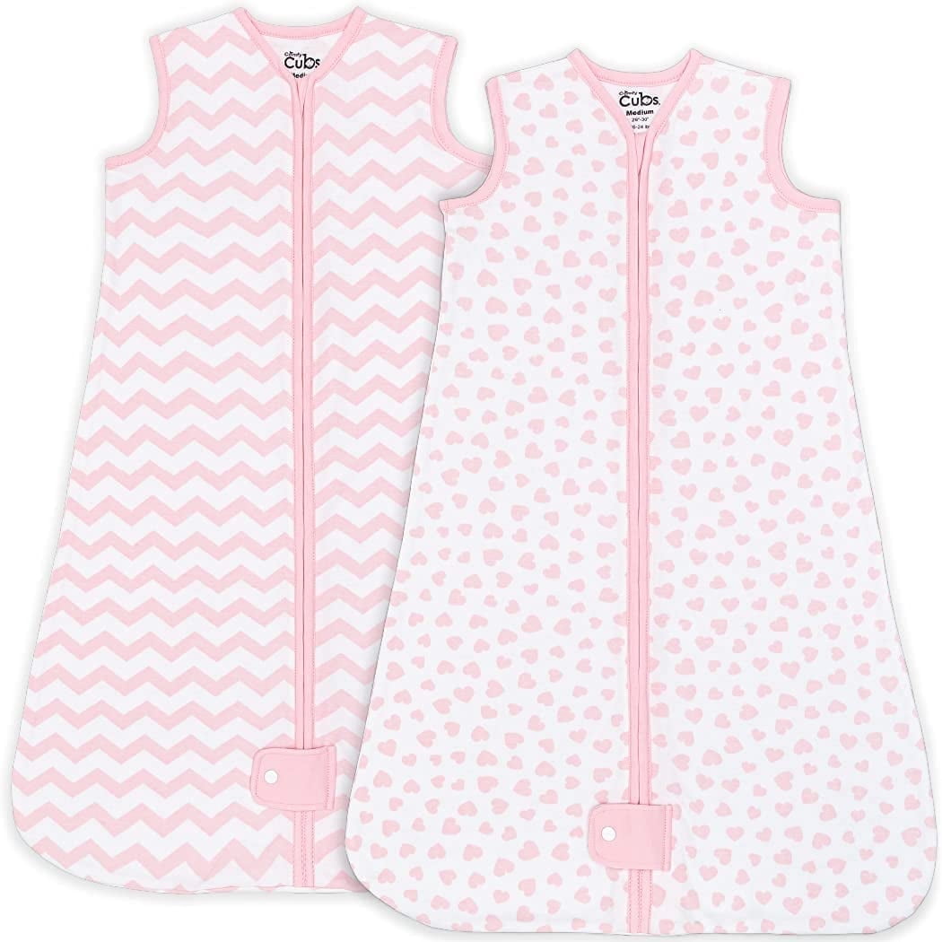 Comfy Cubs Sleep Bag, Sack for Baby, 2 Pack, for Boy and Girl, Newborns and Toddlers (Pink, Medium)