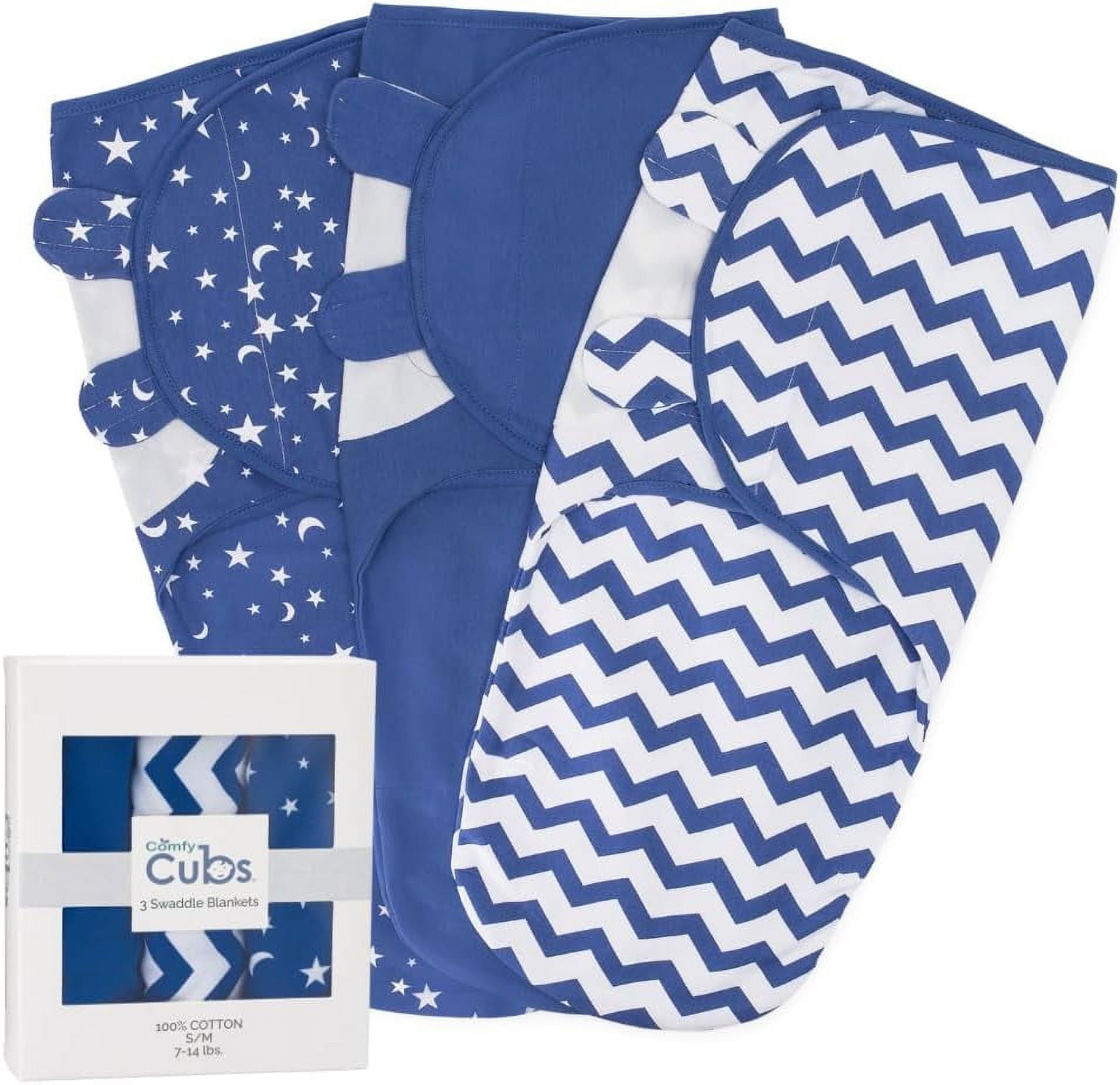 Comfy Cubs Swaddle Blanket Baby Girl Boy Easy Adjustable 3 Pack Infant