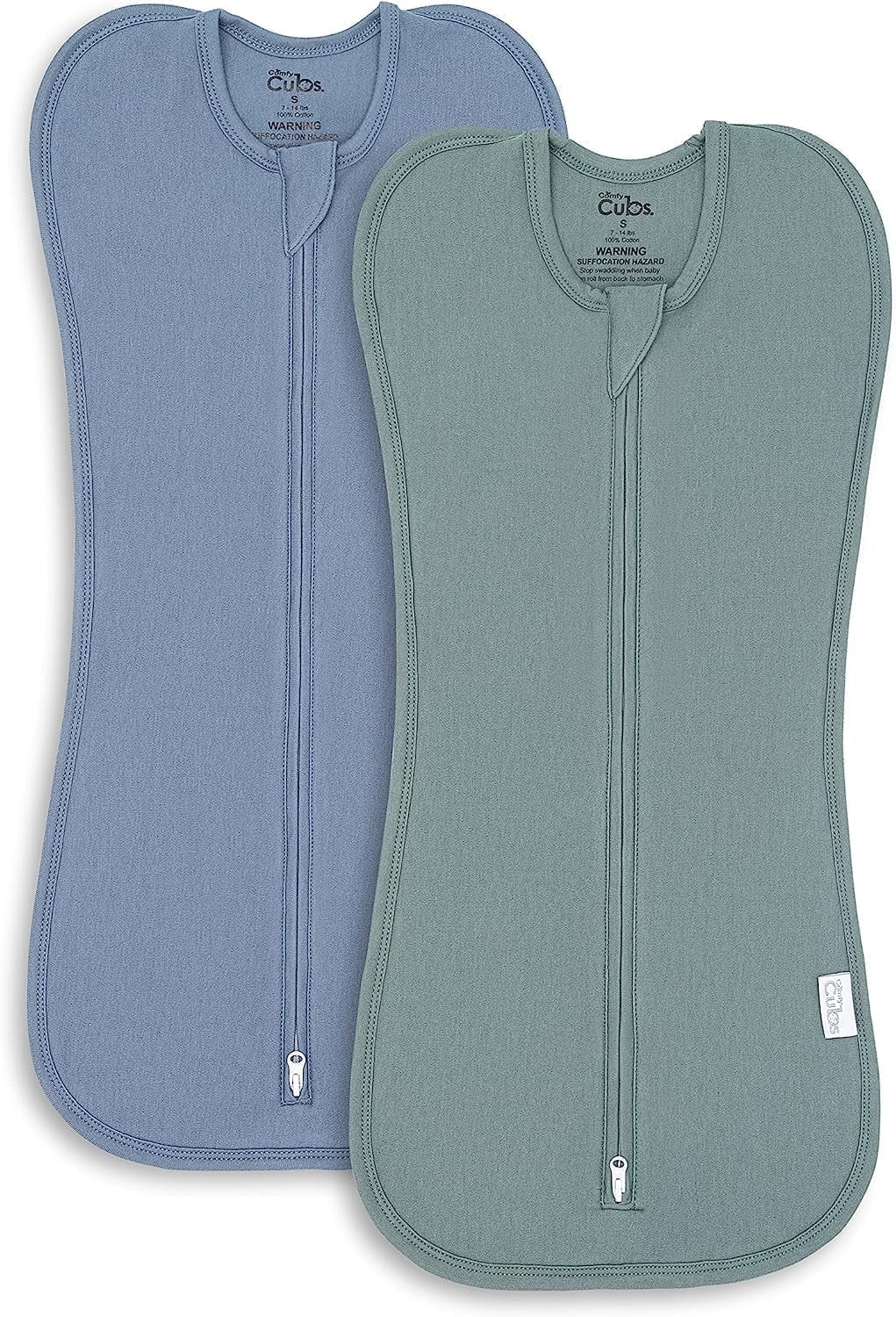 Comfy Cubs Swaddle Blanket Baby Girl Boy Easy Zipper Wrap 2 Pack Infant (Large 3-6 Months, Nomadic Blue, Azul)