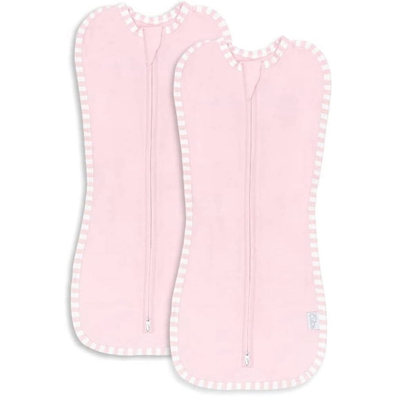 Comfy Cubs Swaddle Blanket Baby Girl Boy Easy Zipper Wrap 2 Pack Infant (Large 3-6 Months, Pink)
