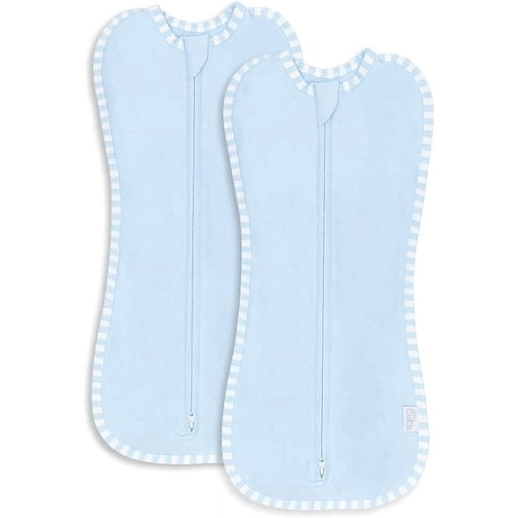 Comfy Cubs Swaddle Blanket Baby Girl Boy Easy Zipper Wrap 2 Pack Infant (Small 0-3 Months, Blue)
