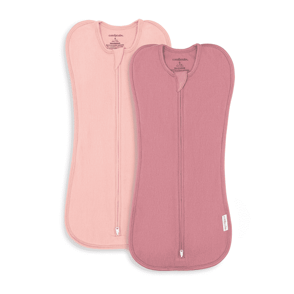 Comfy Cubs Swaddle Blanket Baby Girl Boy Easy Zipper Wrap 2 Pack Infant (Small 0-3 Months, Blush, Mauve)