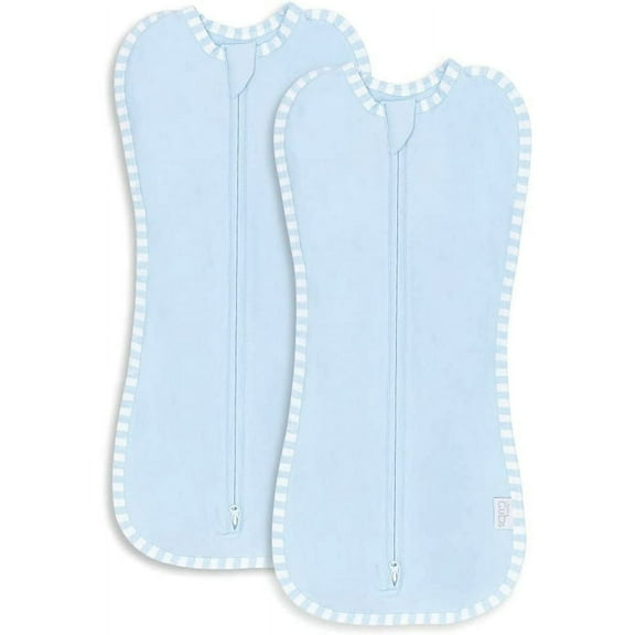 Comfy Cubs Swaddle Blanket Baby Girl Boy Easy Zipper Wrap 2 Pack Infant (Small 0-3 Months, Blue)