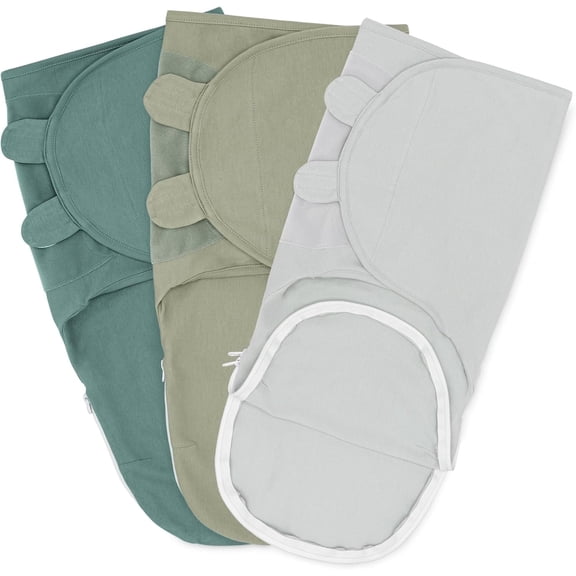 Comfy Cubs Swaddle Blankets for Baby, Easy Adjustable with Easy Access Zipper (Large, Stone, Sage, Azul)