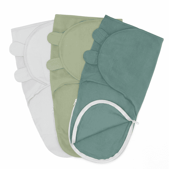Comfy Cubs Swaddle Blankets for Baby, Easy Adjustable with Easy Access Zipper (Large, Stone, Sage, Azul)