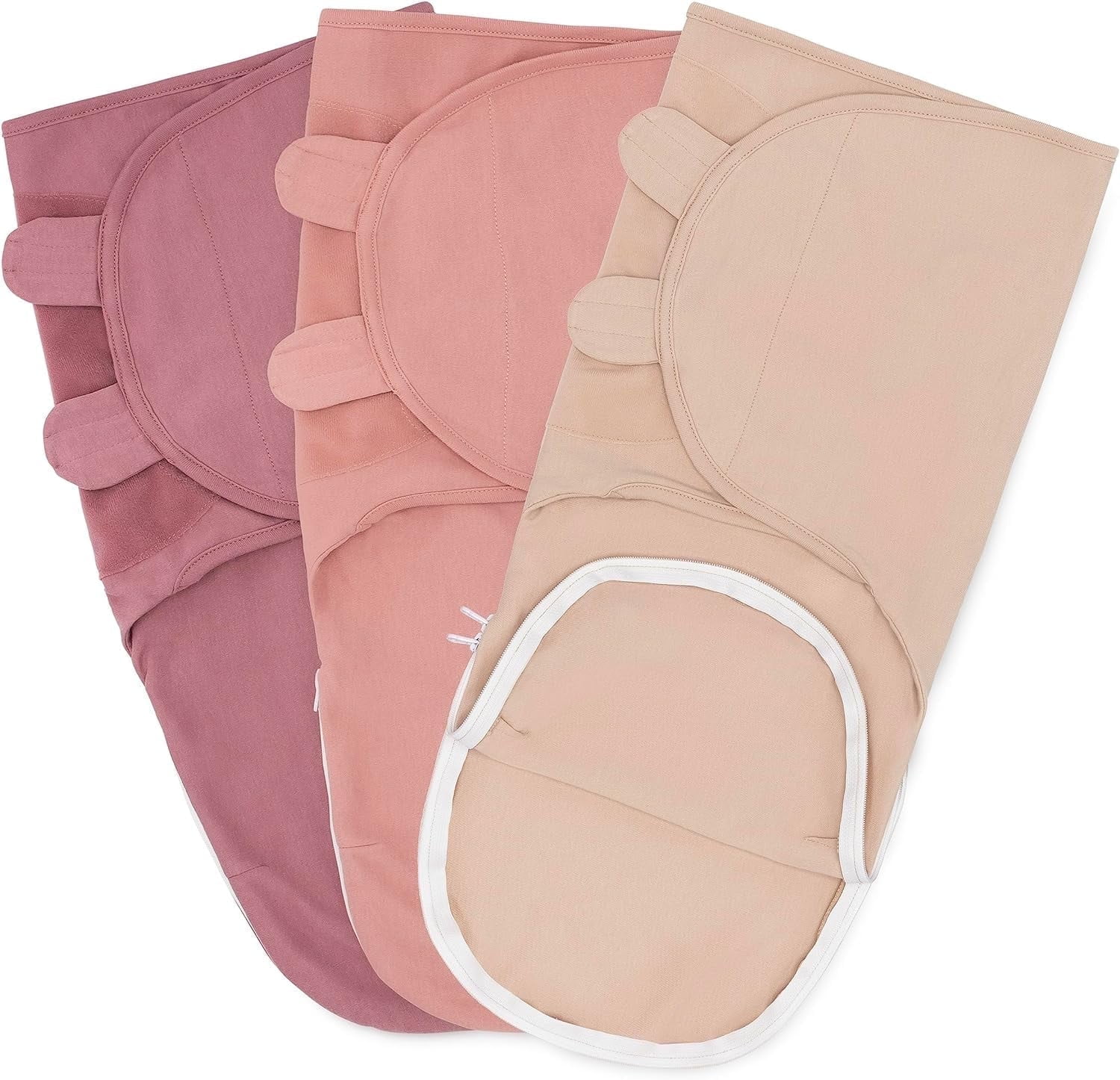 Comfy Cubs Swaddle Blankets for Baby, Easy Adjustable with Easy Access Zipper (Small, Light Blush, Blush, Mauve)