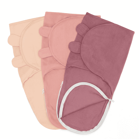 Comfy Cubs Swaddle Blankets for Baby, Easy Adjustable with Easy Access Zipper (Small, Light Blush, Blush, Mauve)