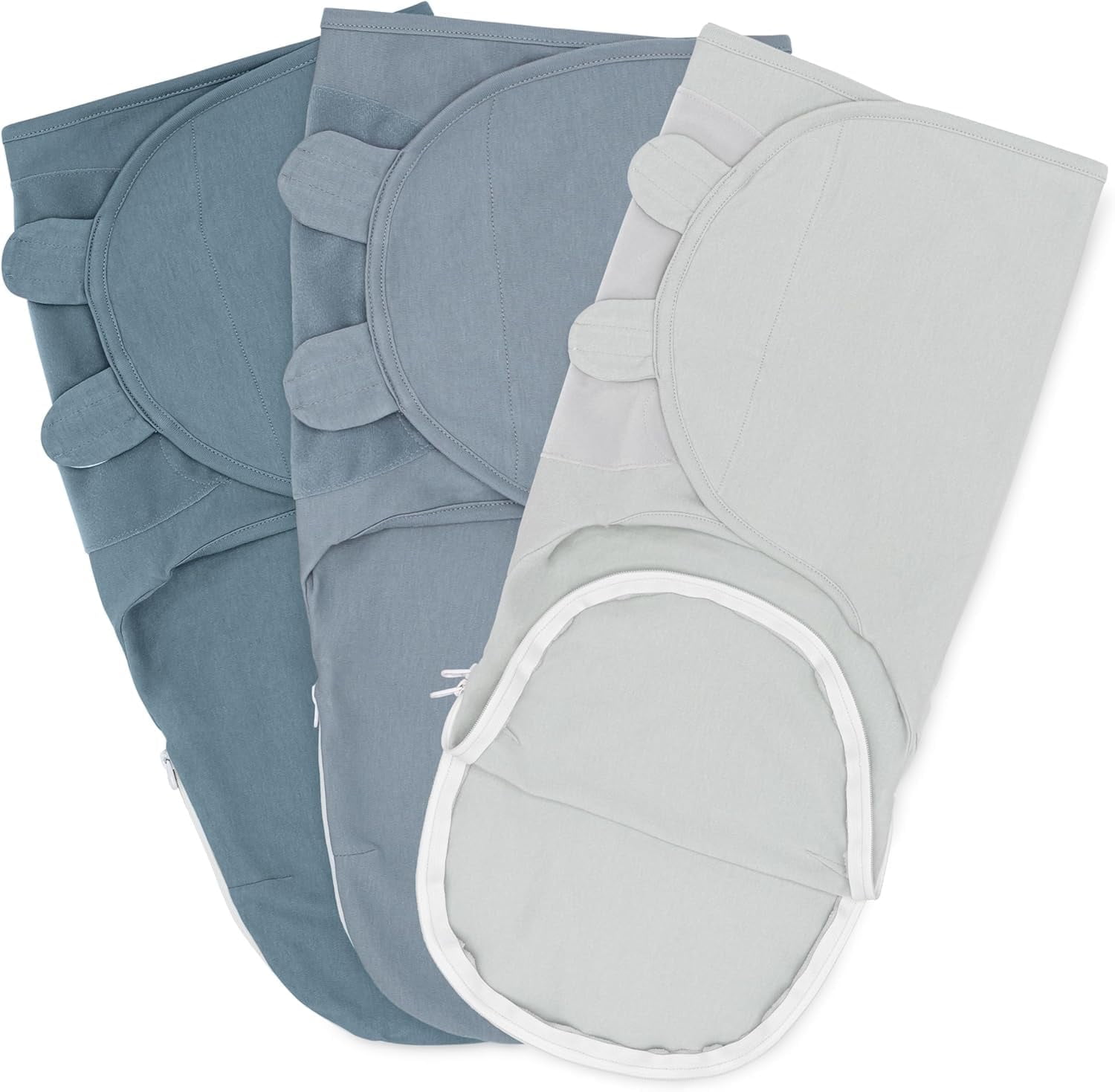 Comfy Cubs Swaddle Blankets for Baby, Easy Adjustable with Easy Access Zipper (Small, Stone, Pacific Blue, Nomadic Blue)