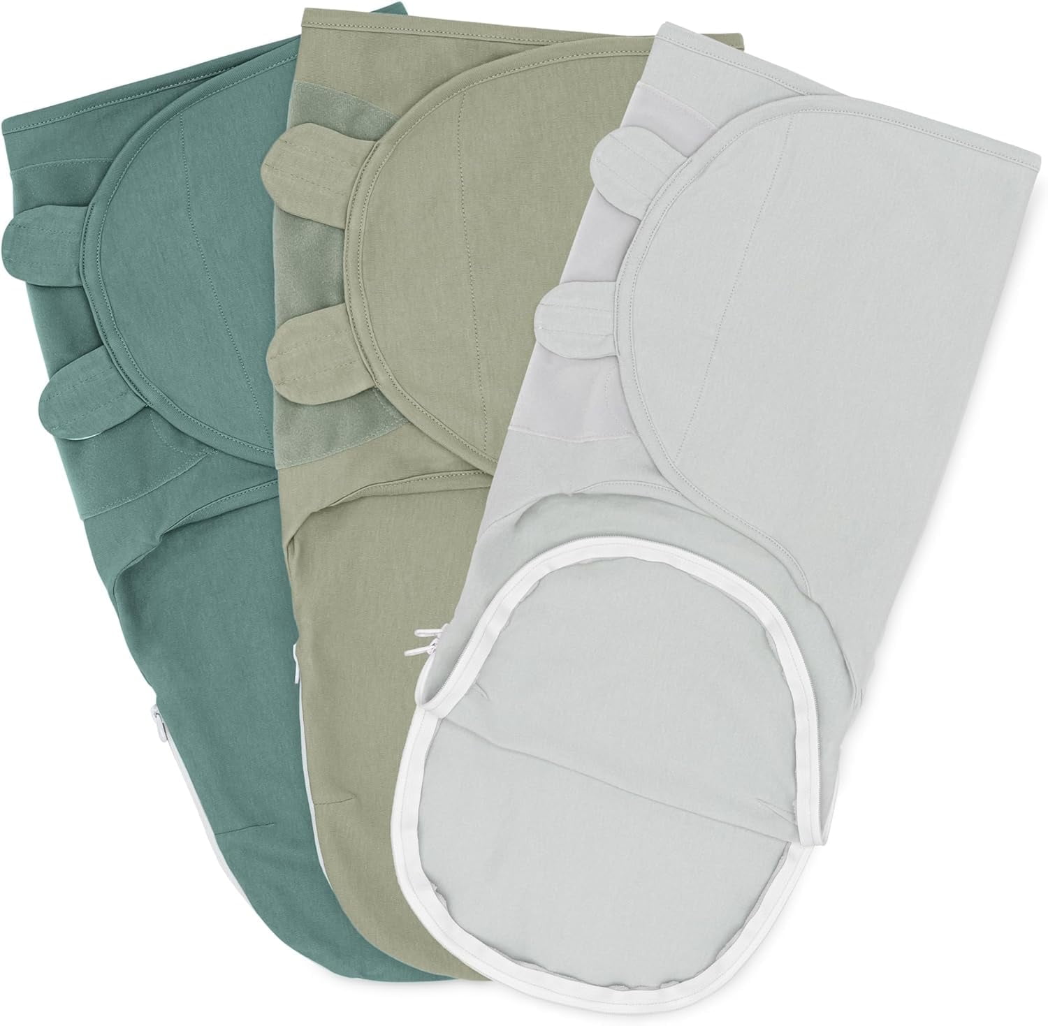 Comfy Cubs Swaddle Blankets for Baby, Easy Adjustable with Easy Access Zipper (Small, Stone, Sage, Azul)