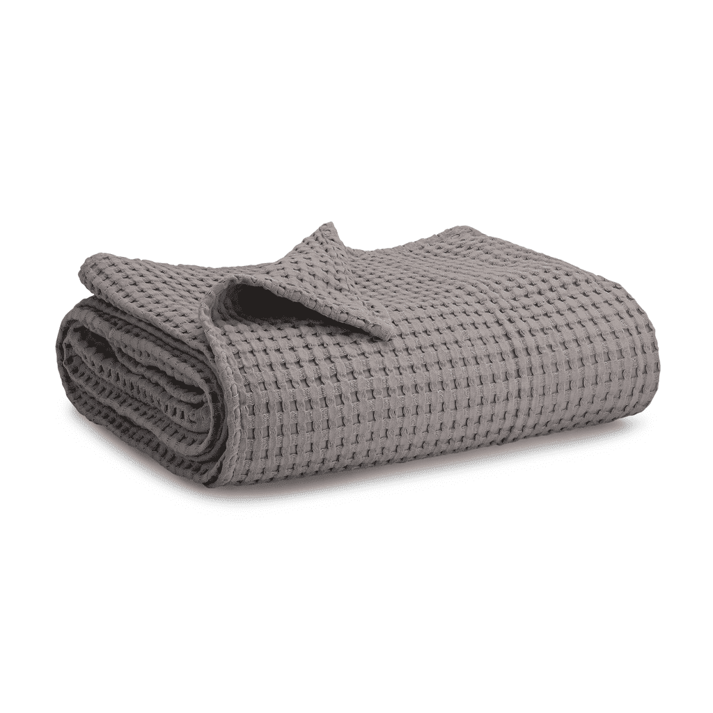 Comfy Cubs Waffle Weave Blanket - 40” x 40” - 100% Cotton Soft, Lightweight Baby Blanket, Charcoal