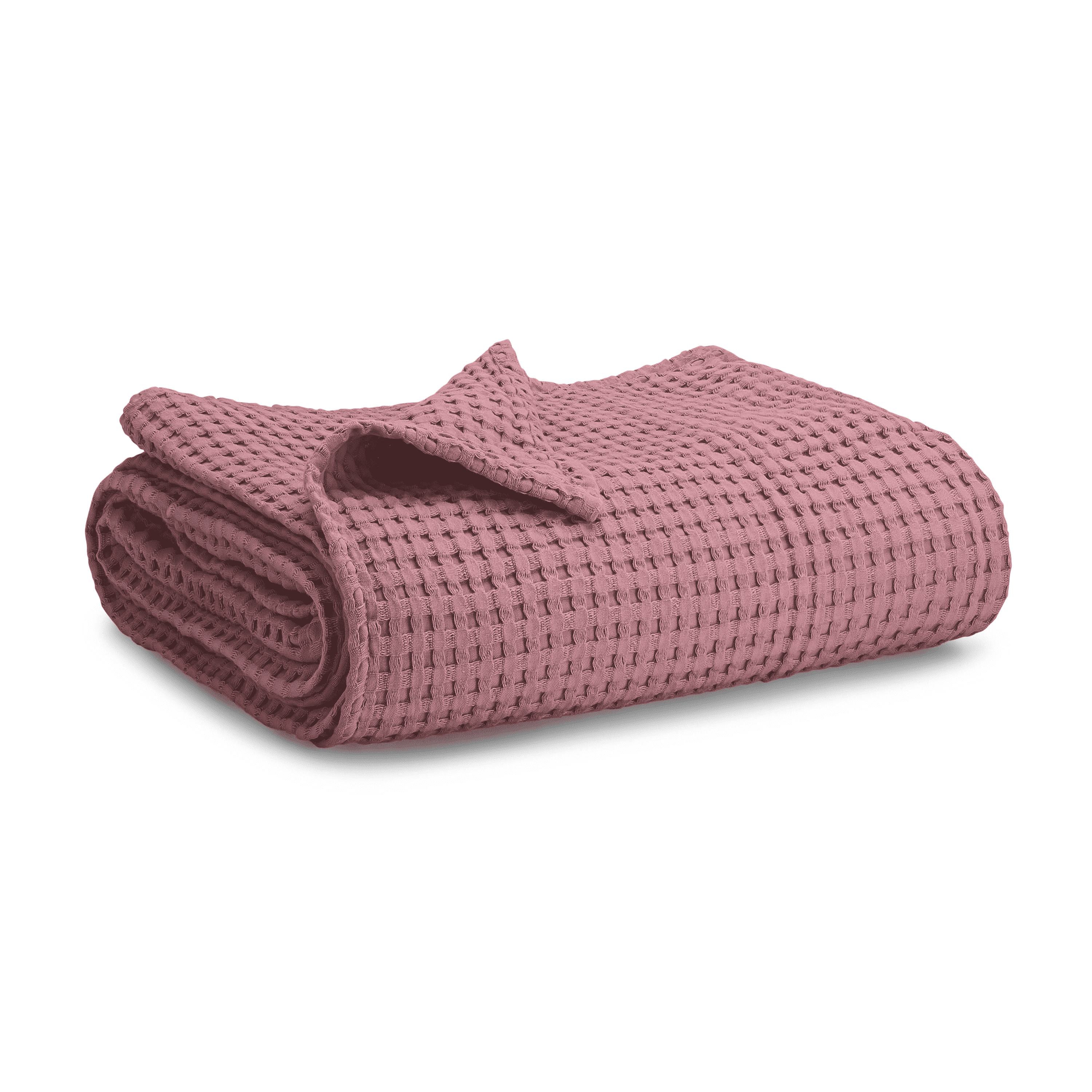Comfy Cubs Waffle Weave Blanket - 40” x 40” - 100% Cotton Soft, Lightweight Baby Blanket, Mauve
