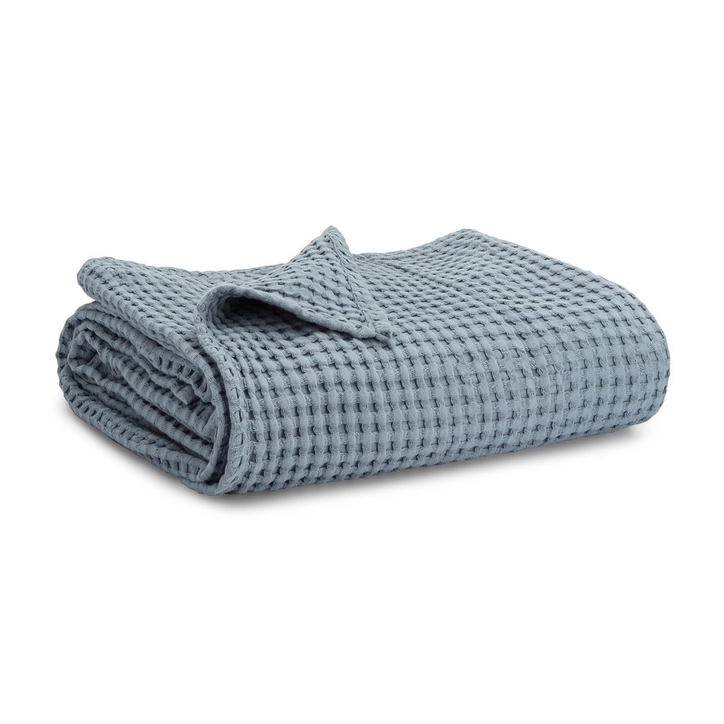 Comfy Cubs Waffle Weave Blanket - 40” x 40” - 100% Cotton Soft, Lightweight Baby Blanket, Pacific Blue