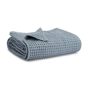Comfy Cubs Waffle Weave Blanket - 40  x 40  - 100% Cotton Soft, Lightweight Baby Blanket, Pacific Blue