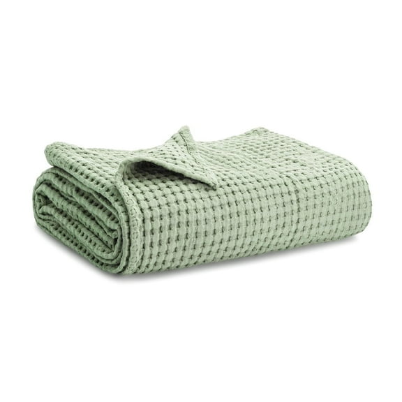Comfy Cubs Waffle Weave Blanket - 40” x 40” - 100% Cotton Soft, Lightweight Baby Blanket, Sage