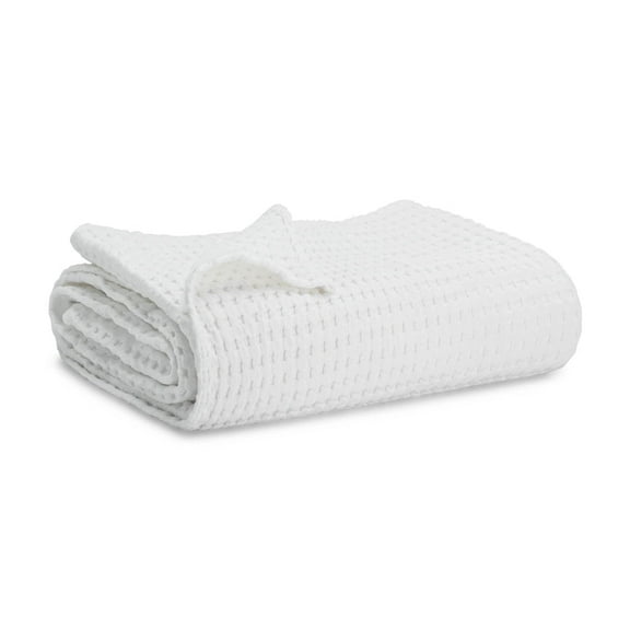 Comfy Cubs Waffle Weave Blanket - 40” x 40” - 100% Cotton Soft, Lightweight Baby Blanket, White
