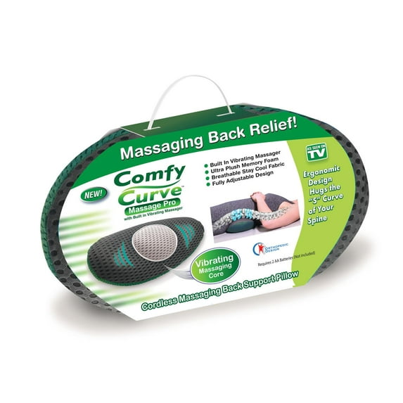Comfy Curve Massage Pro Adjustable Back Support Pillow w/ Built in Vibrating Massager Case Pack 3