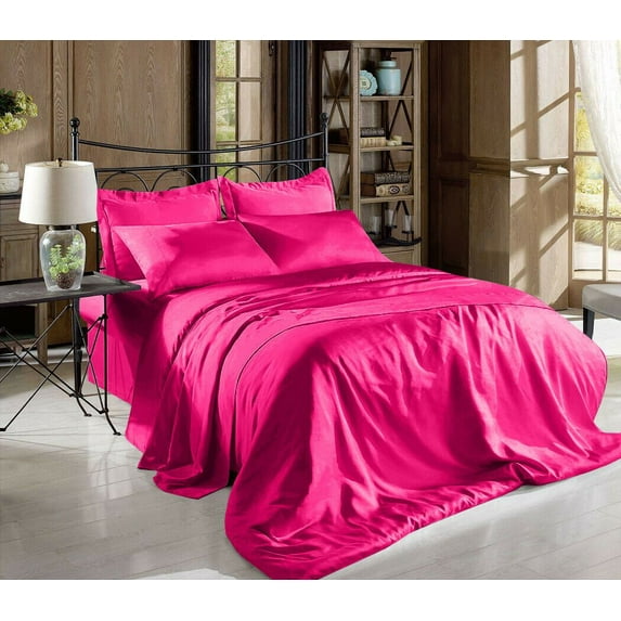 Comfy Deal 4-Piece 1800 Thread Count Charmeuse Satin Bed Sheet Set, Queen – Deep Pocket