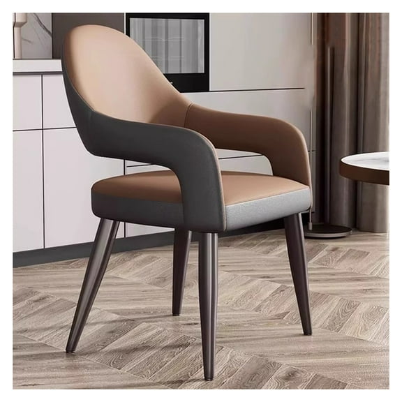 Leather Dining Chairs Upholstered Dining Room Kitchen Chairs with Thick Cushion,High Backrest,Metal Legs,Mid Century Modern Side Chair for Restaurant