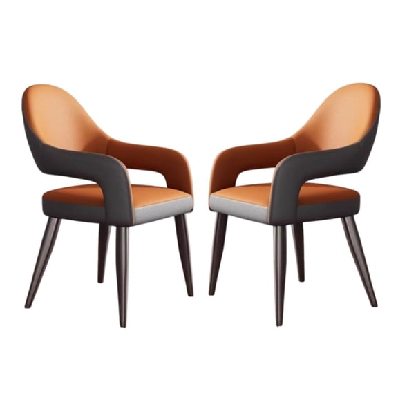 Leather Dining Chairs Upholstered Dining Room Kitchen Chairs with Thick Cushion,High Backrest,Metal Legs,Mid Century Modern Side Chair for Restaurant