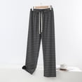 thumbnail image 1 of Comfy Elastic Waist Plaid Capri Pants - Women's Fashion Lounge Pajama Pants, Soft 9/10 Length Home Wear for Daily Use Black XXL, 1 of 5