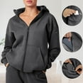 thumbnail image 1 of Comfy Fall Fashion Outfits New Women Casual Long Sleeve Zipper Cardigan Hooded Built in Airplane Mode Travel Hoodie Blouse Sweatshirt Tops with Multi Functional Pocket 0 Dark Gray S, 1 of 9