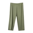 thumbnail image 1 of Comfy Fitted Capris for Women New Womens Capris Pants Loose Yoga Pants Wide Leg Elastic Waist Comfy Pajama Capris 3/4 Length Pants with Pockets Army Green 5XL, 1 of 6