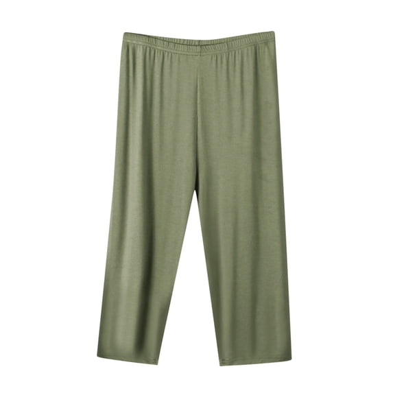 Comfy Fitted Capris for Women New Womens Capris Pants Loose Yoga Pants Wide Leg Elastic Waist Comfy Pajama Capris 3/4 Length Pants with Pockets Army Green 5XL