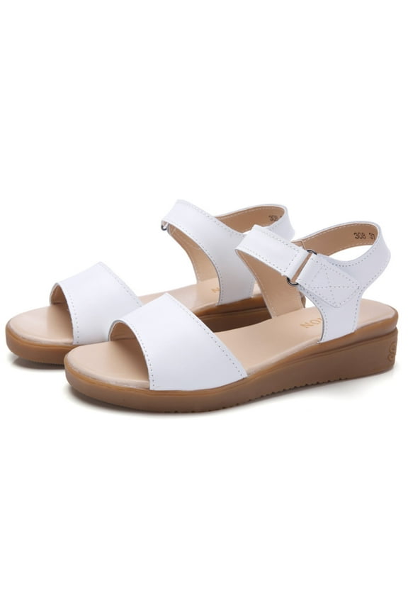 Womens Sandals Summer Leather Wedge Fashion Velcro Beach Comfy Walking Open Toe Sandals for Women