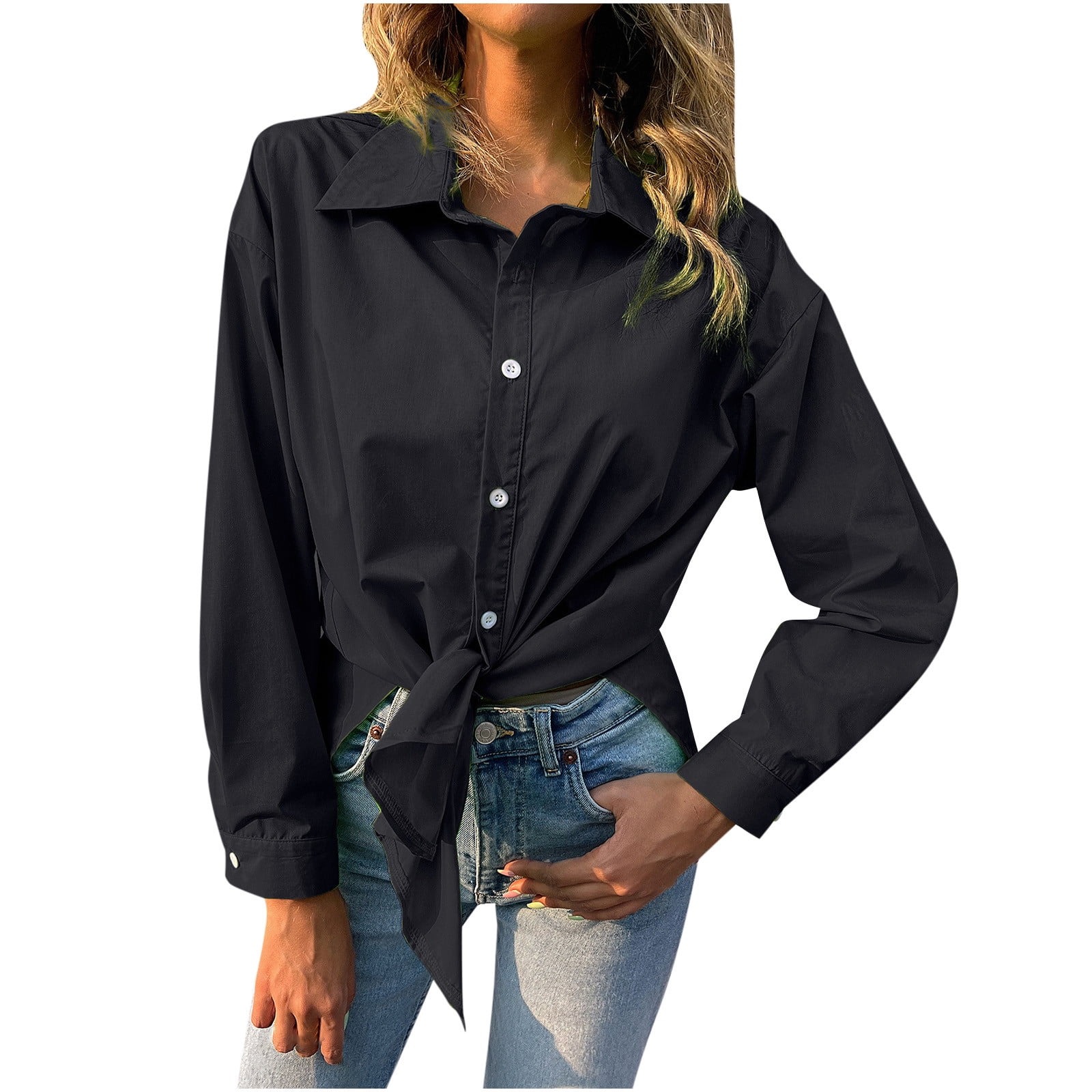 Comfy Flowy Hide Belly Long Shirt Long Sleeve Shirts Button Down
