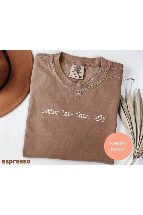 Comfy Funny Meme "Better Late Than Ugly" Graphic Comfort Colors Great Gift for Always Late Friends