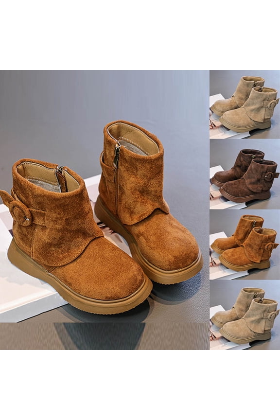 Comfy Girls' Fuzzy Ankle Boots with Faux Fur Fleece Lined Warm Comfortable Winter Fashion Footwear Comfortable Shoes Indoor Outdoor Winter Fashion Foorwear